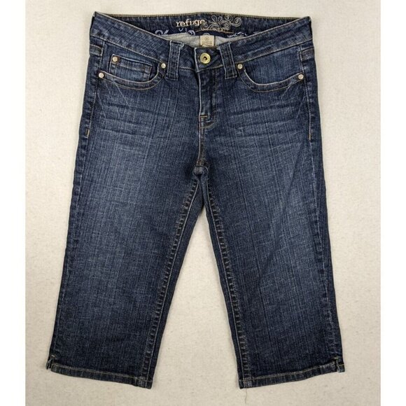 REFUGE - Y2K MEDIUM WASH CAPRI JEANS - SIZE 9 - Picture 1 of 7